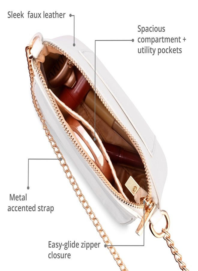 Fastrack MiniBae Sling | White Faux-Leather Women’s Handbag | Silver Hardware & Spacious Main Compartment - Image 4